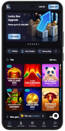 mobile homepage with Sign Up button – register an account to play Sun of Egypt 3 casino in Australia