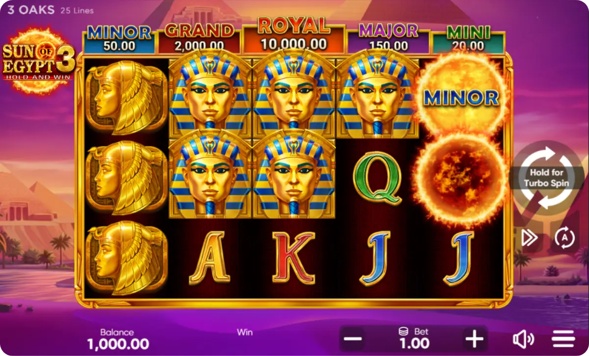 Sun of Egypt 3 reels with five jackpots